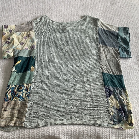 Vintage Donna Jessica art to wear silk blend patchwork tunic top size XL - Picture 9 of 13
